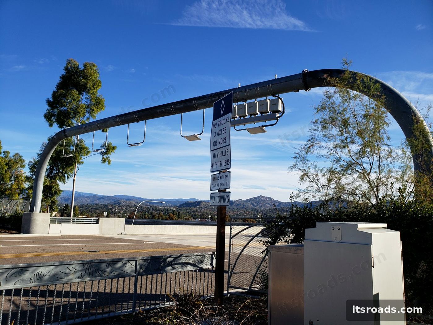 Express lanes toll gantry arch with readers and cameras
